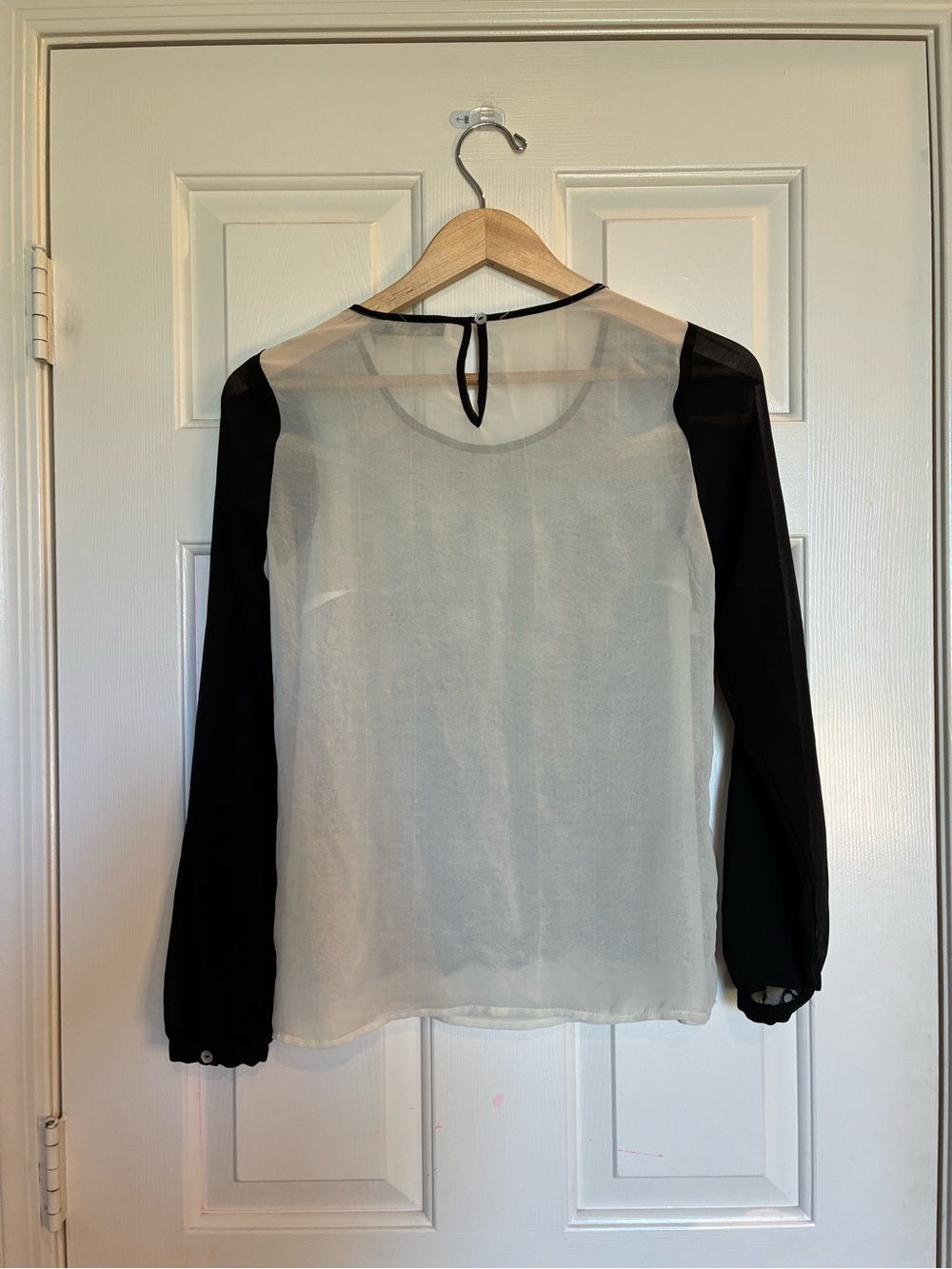 The Limited Black Lace Overlay Long-Sleeve Blouse with Cream Lining - Picture 2 of 6